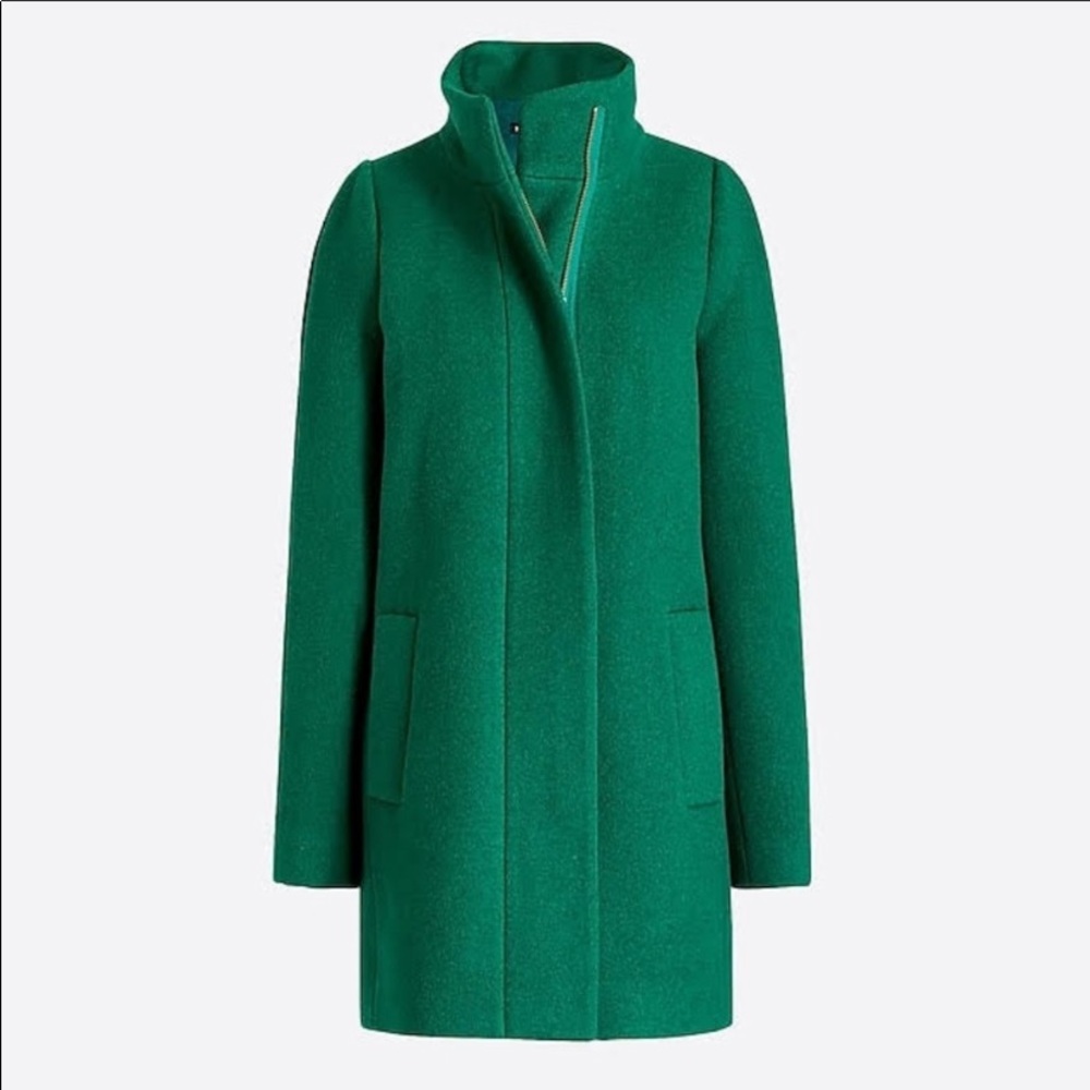 J. Crew Wool Funnel Neck Coat - Green Sz 8